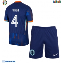Camisa de Futebol Holanda Virgil van Dijk #4 Equipamento Secundário Infantil Europeu 2024 Manga Curta (+ Calças curtas)